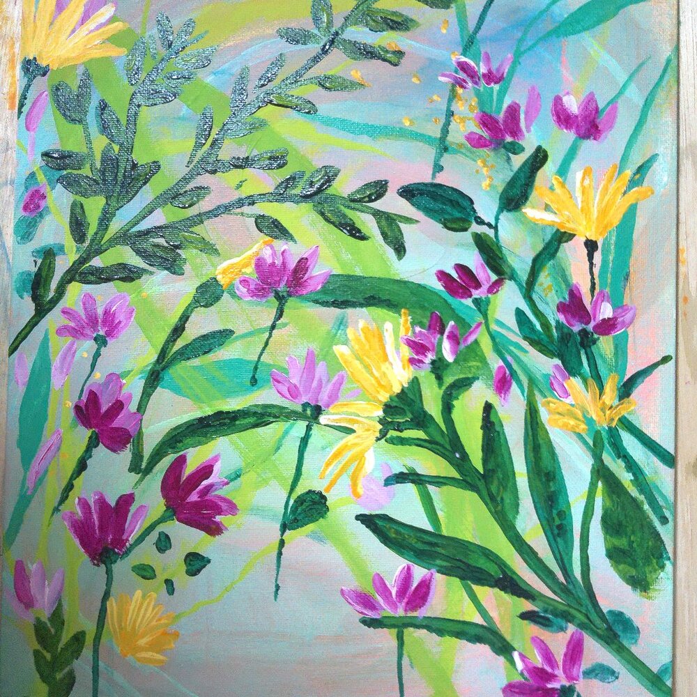 Untitled Abstract Floral Original Painting by Artist Rachael Potter